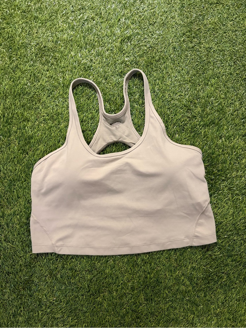 Athleta Light Beige Racerback Crop Sports Bra